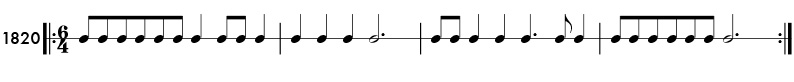 Rhythm example in 6/4 time - pattern 1820