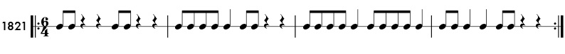 Rhythm example in 6/4 time - pattern 1821