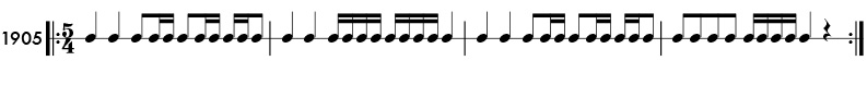 Odd meter example in 5/4 time signature - pattern 1905