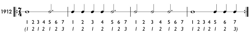 Odd meter example in 7/4 time signature - pattern 1912