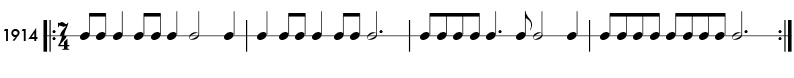 Odd meter example in 7/4 time signature - pattern 1914