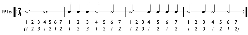 Odd meter example in 7/4 time signature - pattern 1915