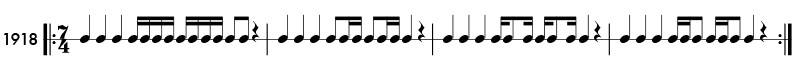 Odd meter example in 7/4 time signature - pattern 1918