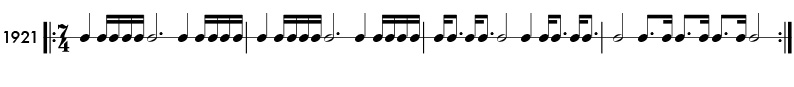 Odd meter example in 7/4 time signature - pattern 1921