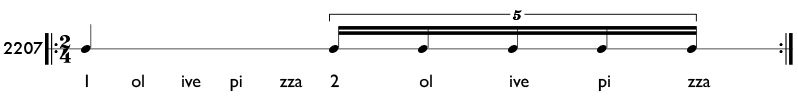 Tuplet rhythm examples in simple meter - Pattern 2207