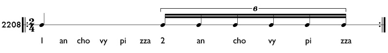 Tuplet rhythm examples in simple meter - Pattern 2208