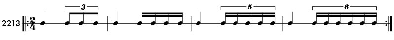 Tuplet examples in compound meter - Pattern 2213